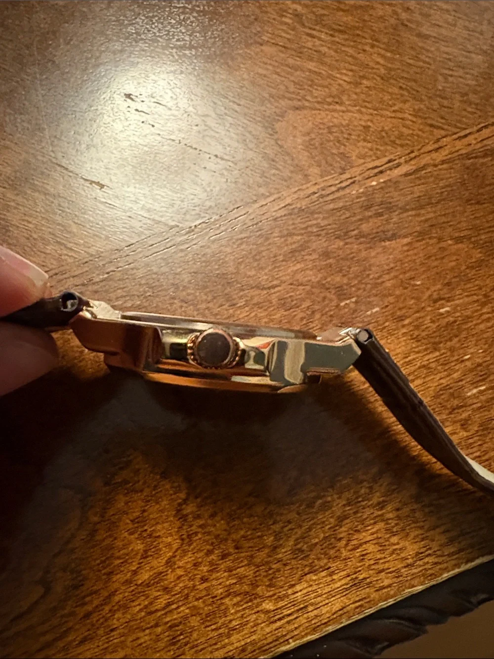 Men's Green Dial Watch with Brown Leather Strap
